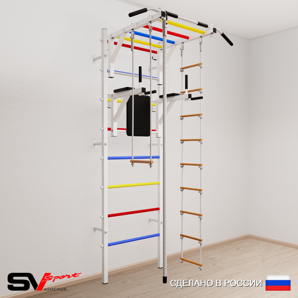 Шведская стенка Sv Sport усиленная 647 (Турник рукоход/Брусья/Канат/Лестница/Трапеция)