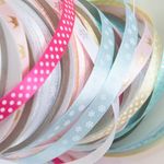 Лента декоративная (1 см*22,85 м) Белые снежинки, Небесно-голубой, 1 шт.