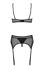 Комплект из 3-х предметов (лиф, стринги, пояс) Greyla Set SM (42-44) (Цвет: черный, серый)