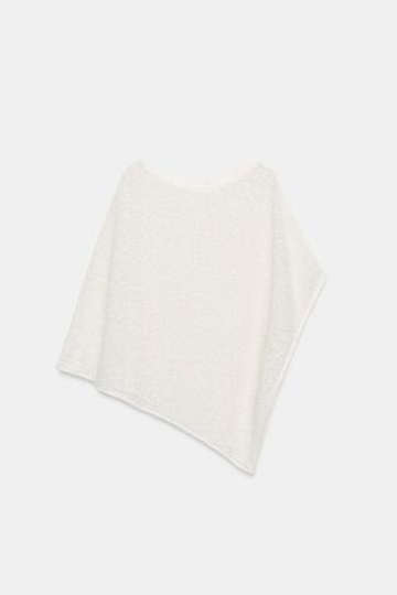 ZARA НАКИДКА АСИММЕТРИЧНОГО КРОЯ С БЛЕСТЯЩЕЙ НИТЬЮ, ЭКРЮ