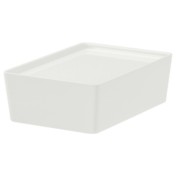 IKEA KUGGIS  (ИКЕА КУГГИС)  -  Контейнер с крышкой - белый 18x26x8 см