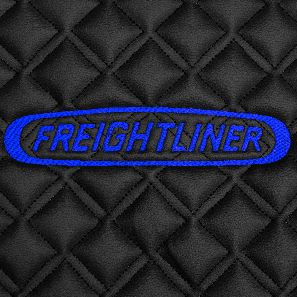 Ковры FREIGHTLINER CENTRY (автомат) (экокожа, черный, синий кант, синяя вышивка)