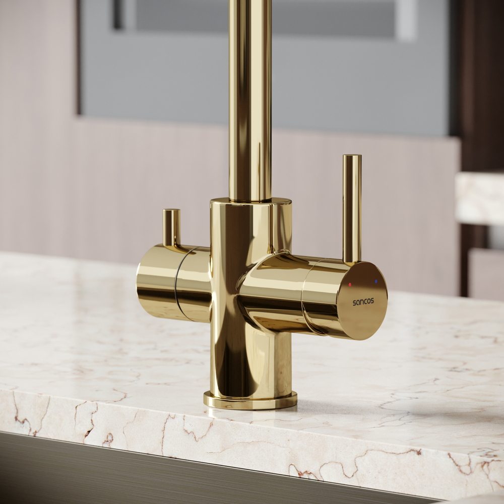 Смеситель для кухни Sancos Vela с краном для фильтра, полированное золото, SC4013ZG, арт. SC4013ZG