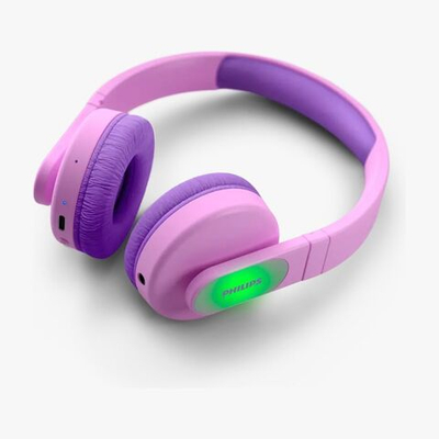Детские беспроводные Bluetooth-наушники PHILIPS K4206 со световыми эффектами розовые (Из Финляндии)