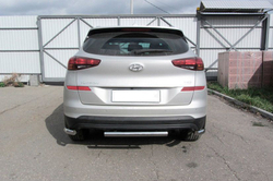 Защита заднего бампера (нержавейка) Hyundai Tucson Turbo (2018-2021) d57 короткая