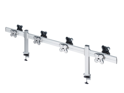 ErgoFount TBBS-800C Настольное крепление back-to-back для 8 мониторов диагональю до 24'' конфигурации 1х4 с зажимом к столу типа "С". Цвет - серебристый