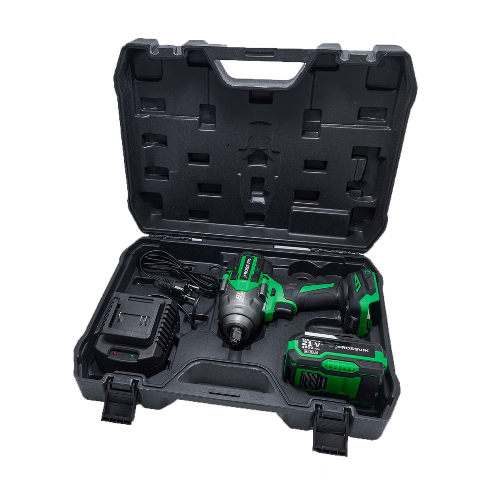 Гайковерт аккумуляторный ROSSVIK RIW-1000, 1/2", 1000Nm, 21В, 1,9кг (арт.RIW1000/1, 1 АКБ, ЗУ, кейс)