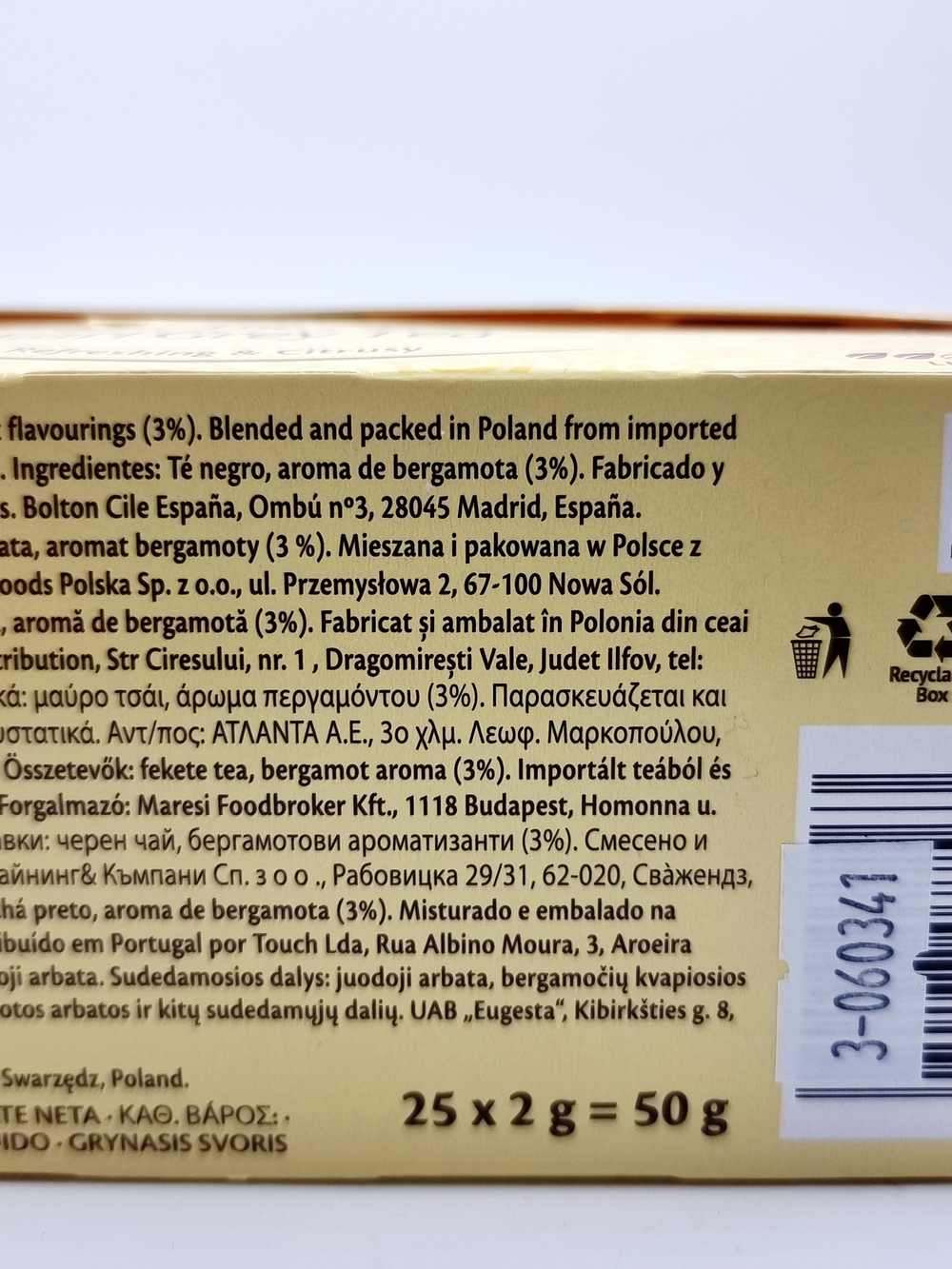Чай черный Twinings Эрл Грей с бергамотом 25 пакетиков, 50 г (из Финляндии)