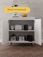 Кухонный модуль напольный 80х60х85, Севилья, 2 двери со столешницей, на ножках, белый, Marmur