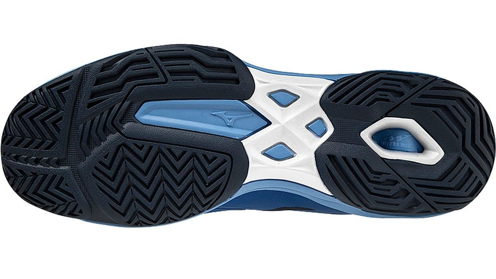 Мужские кроссовки теннисные Mizuno Wave Exceed Light AC - white/cherry tomato/moroccan blue