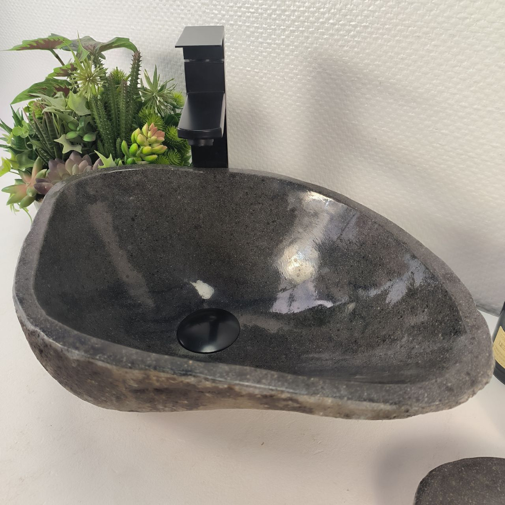 Раковина из речного камня RS-65177 46x32x15 из натурального камня