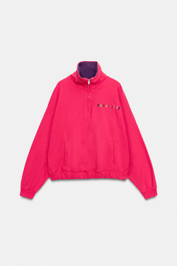 ZARA - FRUIT OF THE LOOM™ ТОЛСТОВКА С КОНТРАСТНЫМ ВОРОТНИКОМ, ЦВЕТ ФУКСИИ