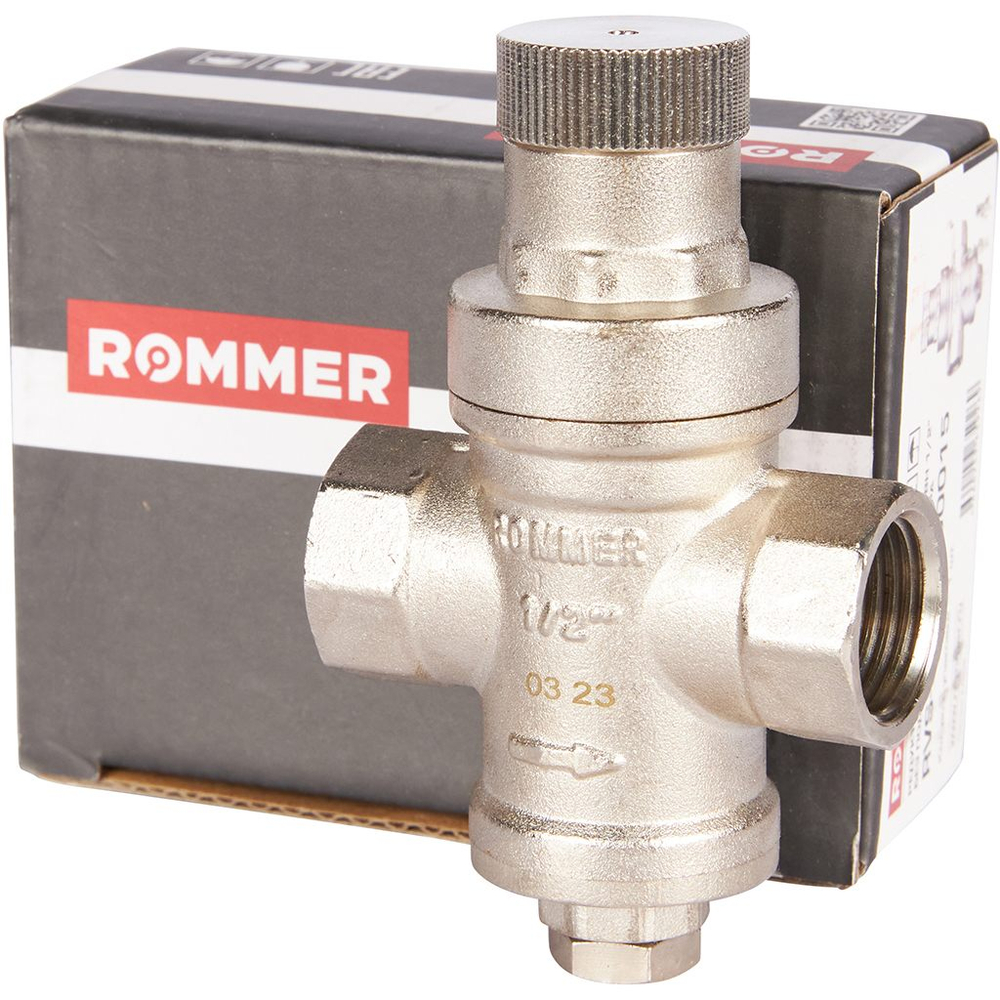 Регулятор давления поршневой ROMMER - 1/2" (ВР/ВР, PN16, Tmax 100°C, настройка 1-6 бар)