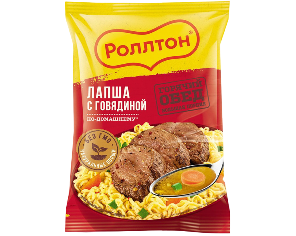 Лапша Роллтон пакет с говядиной по-домашнему 85г