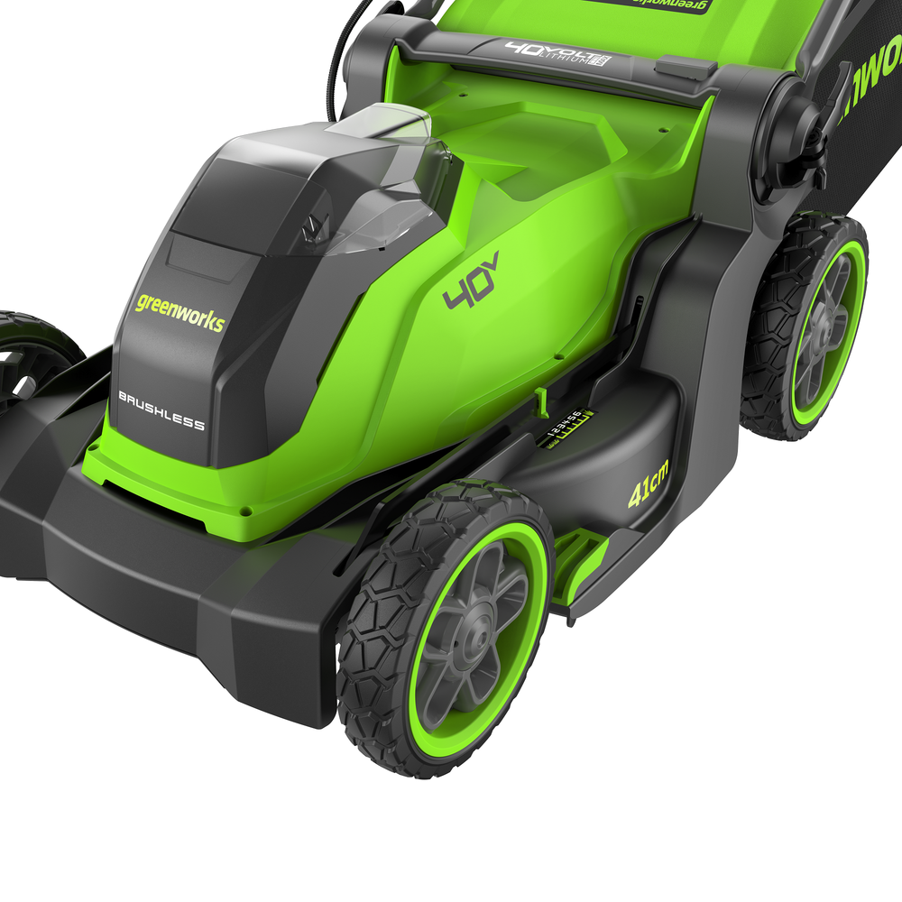 Газонокосилка аккумуляторная Greenworks GD40LM411, 40V, бесщеточная, 41 см, c 1хАКБ 5Ач и ЗУ (2521007UG)