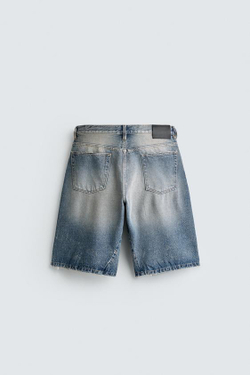 ZARA ДЖИНСОВЫЕ ШОРТЫ BAGGY FIT, СИНИЙ