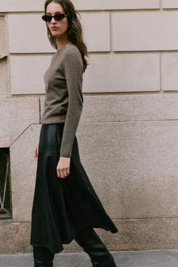 ZARA МЯГКИЙ ТРИКОТАЖНЫЙ СВИТЕР, СЕРО-КОРИЧНЕВЫЙ