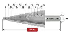 Ступенчатое сверло Ø 6-32 мм, Karnasch, арт. 21.3032
