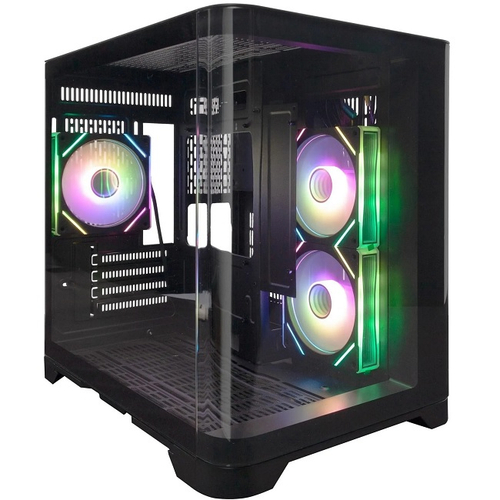 Корпус Mini-Tower 1STPLAYER UVIEW UV5 ARGB, Micro-ATX, черный (UV5-BK-2FC7R-1FC7)