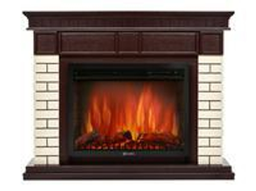Портал Firelight Bricks 30U (угловой) камень бежевый, шпон темный дуб
