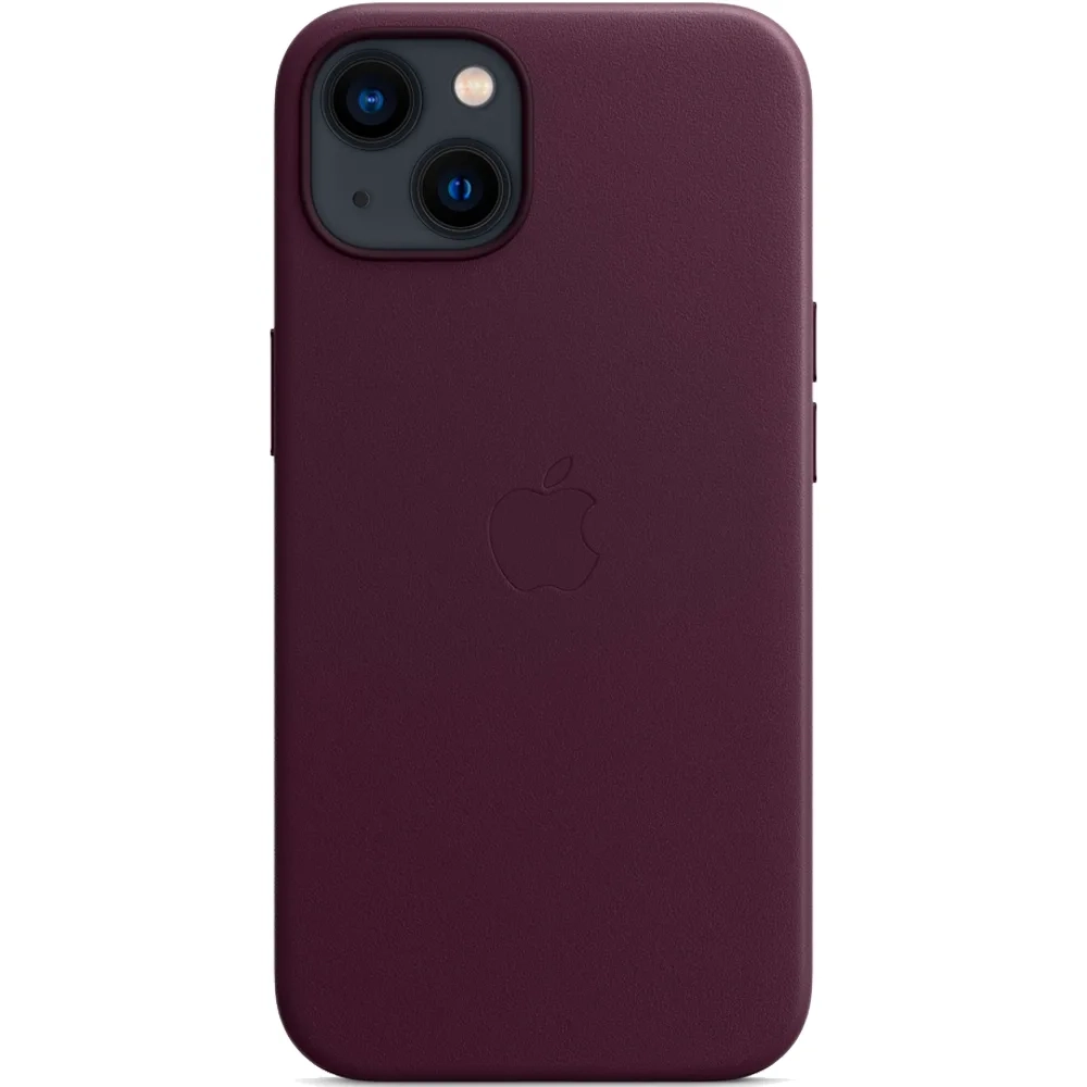Кожаный чехол с поддержкой MagSafe Apple Leather Case для iPhone 13, Dark Cherry (Темная вишня)