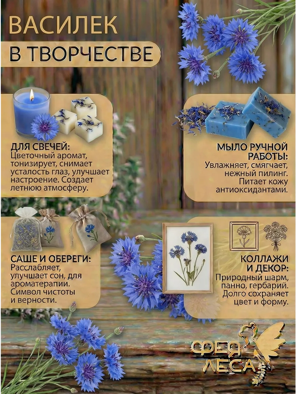 Василёк синий цветы-корзинки для чая и декора