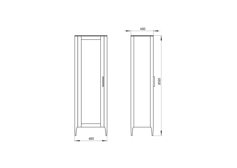 Витрина Type oak стеклянная высота 200 см L (черный)