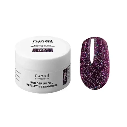 Runail Моделирующий УФ-гель светоотражающий №9820 BUILDER UV GEL REFLECTIVE DIAMOND, 15г