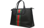 GUCCI Leather Canvas With Leather Canvas Bag, Tote Bag, Shopping Bag, Crossbody Bag, Handbag Large Men"s Black