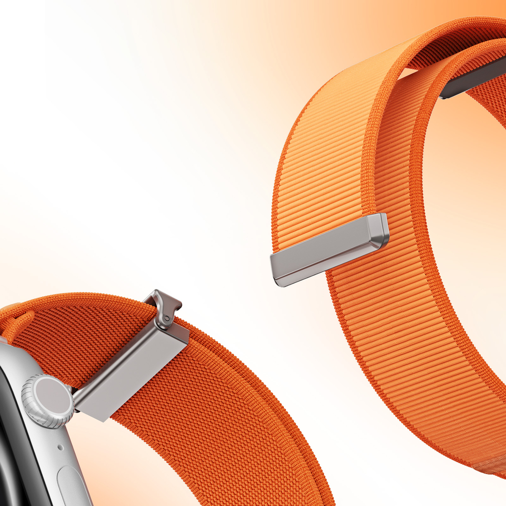 Ремешок оранжевого цвета с магнитной фиксацией для смарт часов Apple Watch размером 42, 44, 45, 46, 49MM, серия Strap (YM Series) от Dux Ducis