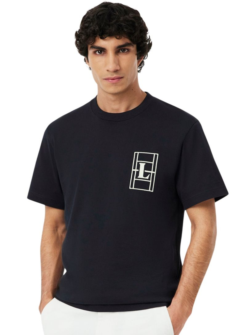 Женская теннисная футболка Lacoste Embroidered Heavy Jersey - black