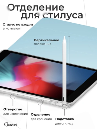 Чехол книжка для iPad 5/6 (9,7") / Air 1/2 (9,7") Gurdini Origami Case Голубой