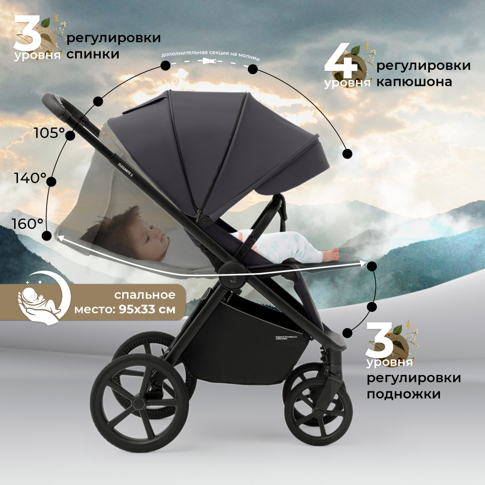 Прогулочная коляска SBL Elegante S Dark Grey