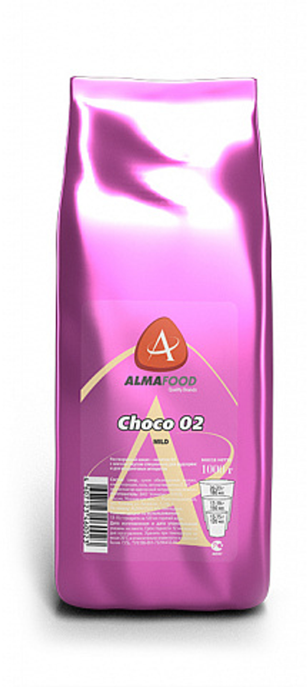Какао-напиток растворимый "Choco 02 Mild" ТМ "ALMAFOOD", пакет 1кг*