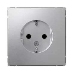 Розетка с заземлением и защитными шторками Systeme Electric ArtGallery Алюминий GAL000345