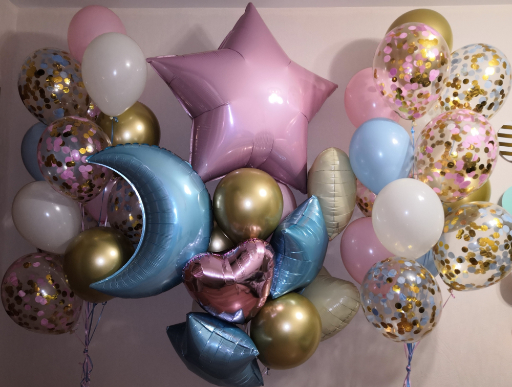 Шары "ХРОМ разноцветные" с Hi-Float 35 см