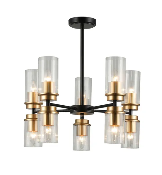 Люстра потолочная Rilon 74671/5+5 GOLD+BLACK, 10×40 Вт, золотая и чёрная