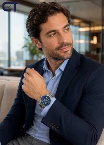 CASIO EFV-570D-2AVUDF EDIFICE мужские наручные часы — стальной хронограф с синим циферблатом