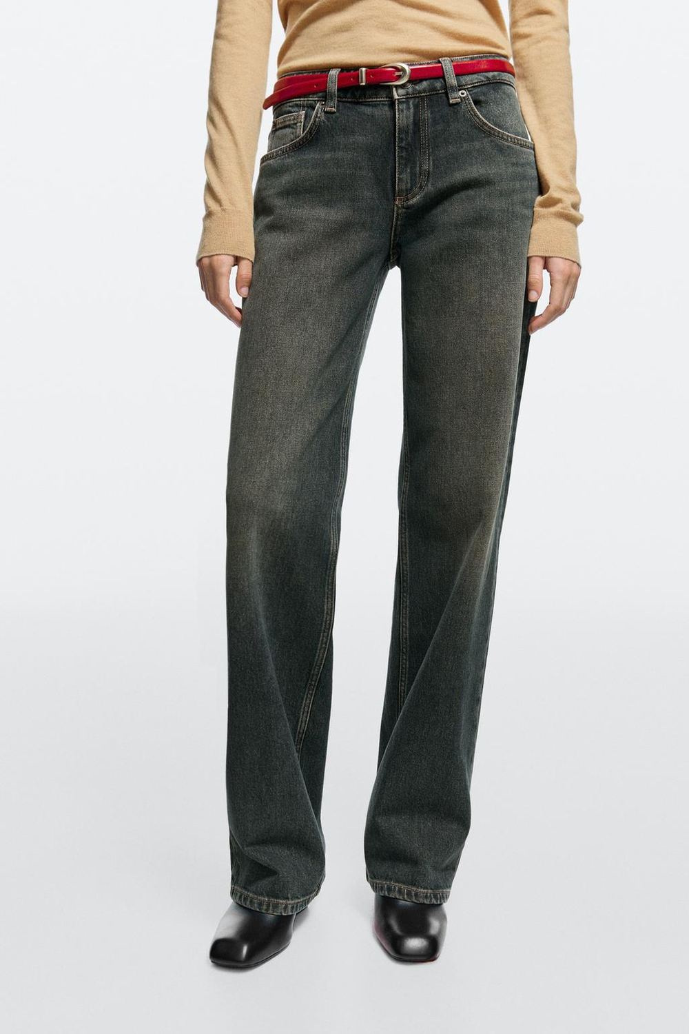 Massimo Dutti Джинсы прямого кроя с низкой посадкой, темно-синий