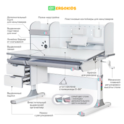 Письменный стол для школьников Ergokids Hamilton Multi BD-680