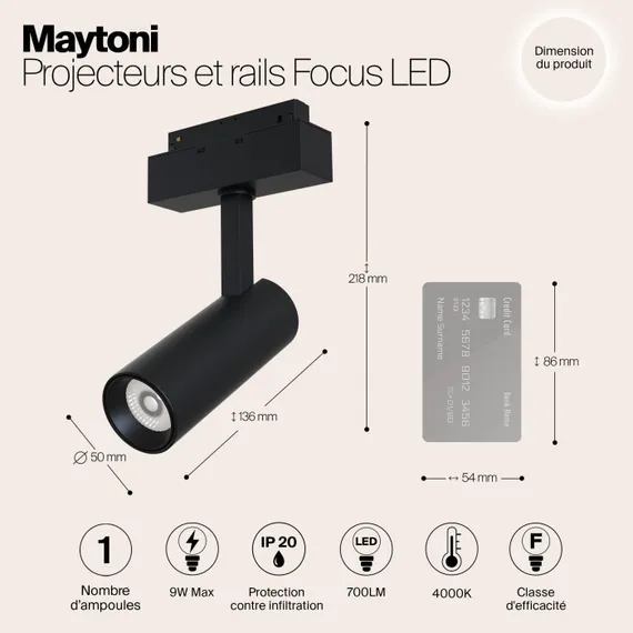 Трековый светильник Focus LED TR019-2-10W4K-B Maytoni