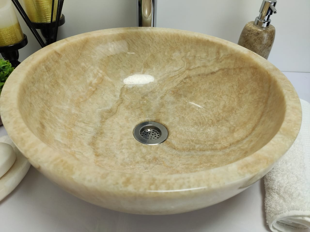 Раковина из оникса Bowl Yellow BO-60323 40x40x15 из натурального камня