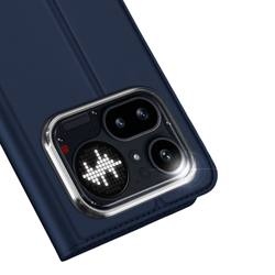 Чехол книжка из кожи синего цвета для Nothing Phone 4a Pro, серия Skin Pro Series от Dux Ducis