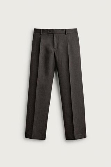 ZARA КОСТЮМНЫЕ БРЮКИ ИЗ 100% ШЕРСТИ MANTECO®, ЧЕРНЫЙ/КОРИЧНЕВЫЙ