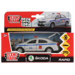 Модель ин. мет. "Skoda Rapid. Полиция" 12см, открыв. дв. и багажн, коробка SB-18-22-SR-P-WB (Технопарк)