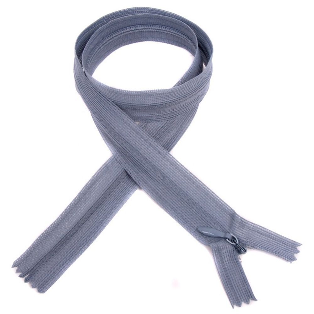 Молния потайная (скрытая) SBS Т3 (3 мм) 1 зам., н/раз., 35 см, S-353, серый, уп. 50 шт