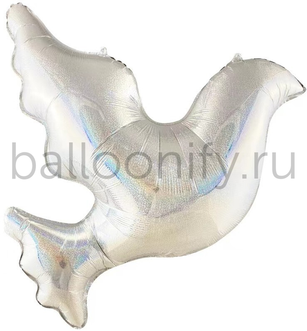 Шар (34''/86 см) Фигура, Голубь, Серебро, Голография, 1 шт.