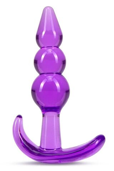 Фиолетовый анальный стимулятор Triple Bead Anal Plug - 9 см. (Цвет: фиолетовый)
