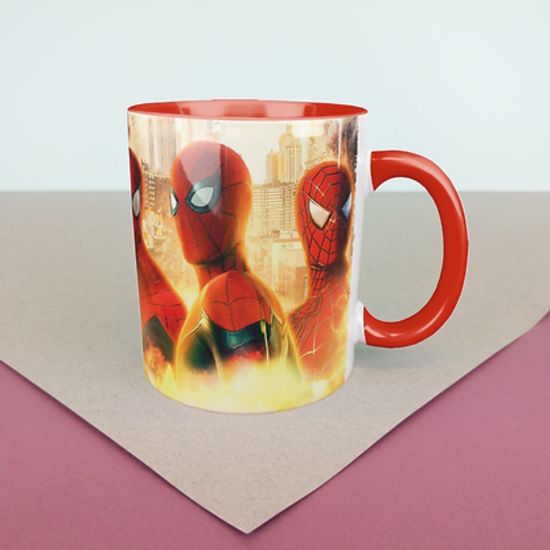 Кружка керамическая Marvel Comics: паучки, 330мл (красная)