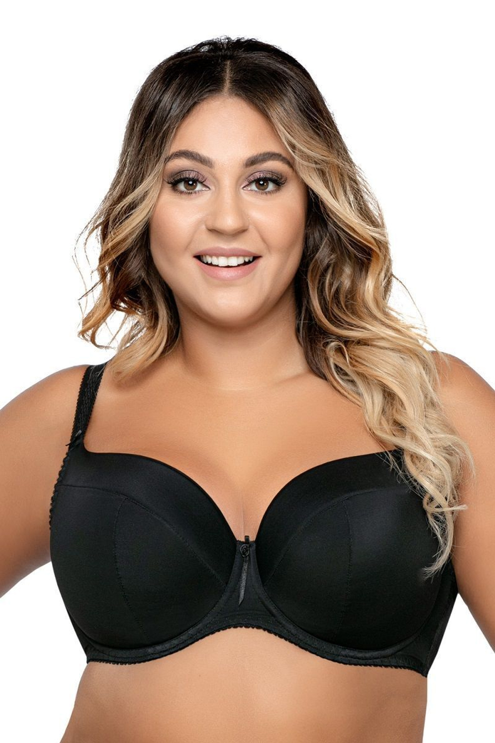 Элегантный бюстгальтер с уплотненными чашками из нежной микрофибры (Размер: 100D) (Цвет: черный)